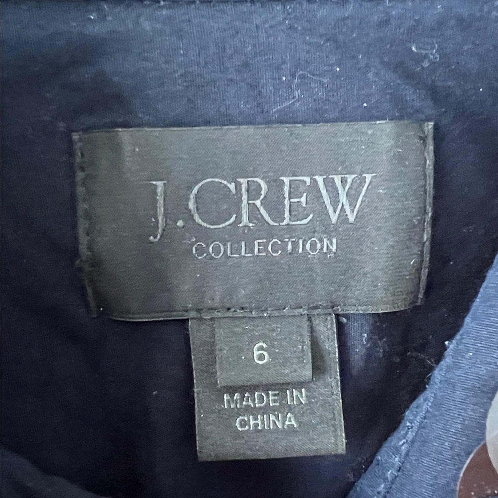 J. Crew Collection Navy Perfect Shirt with Embellished Collar - Picture 2 of 5